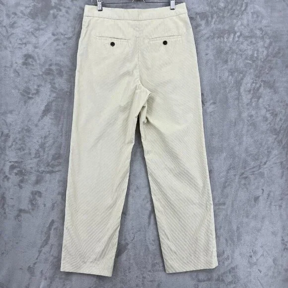 Soeur Otto Trousers Ivory Corduroy Straight Leg Pants 100% Cotton